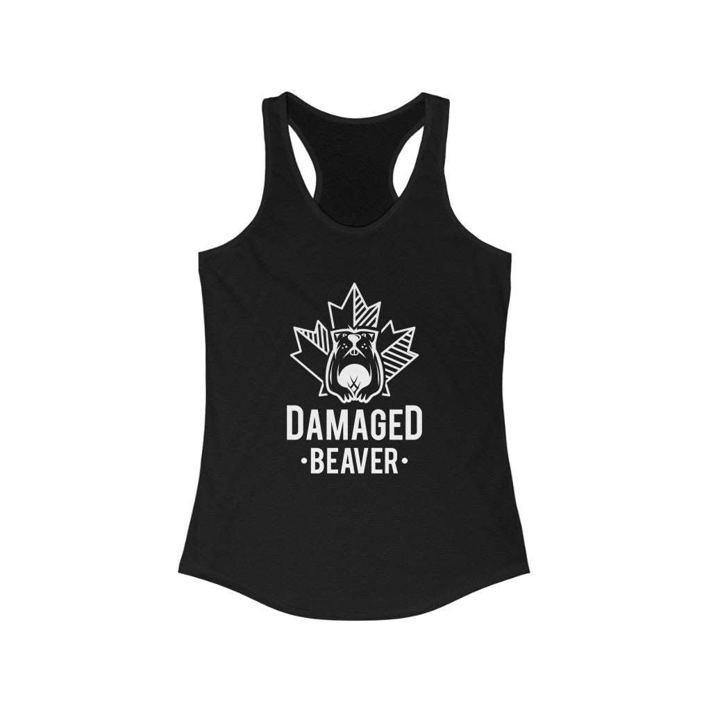 Damaged Beaver - White - Women's Ideal Racerback Tank